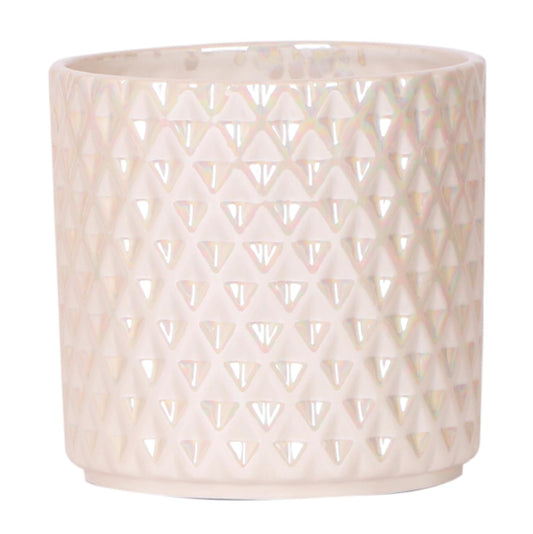 Diamond Pearl Dekotopf – Ø12cm – Travertine-Optik – Eleganter Blumentopf aus der „Le Chic“-Kollektion – Für Zimmerpflanzen & stilvolle Wohnakzente