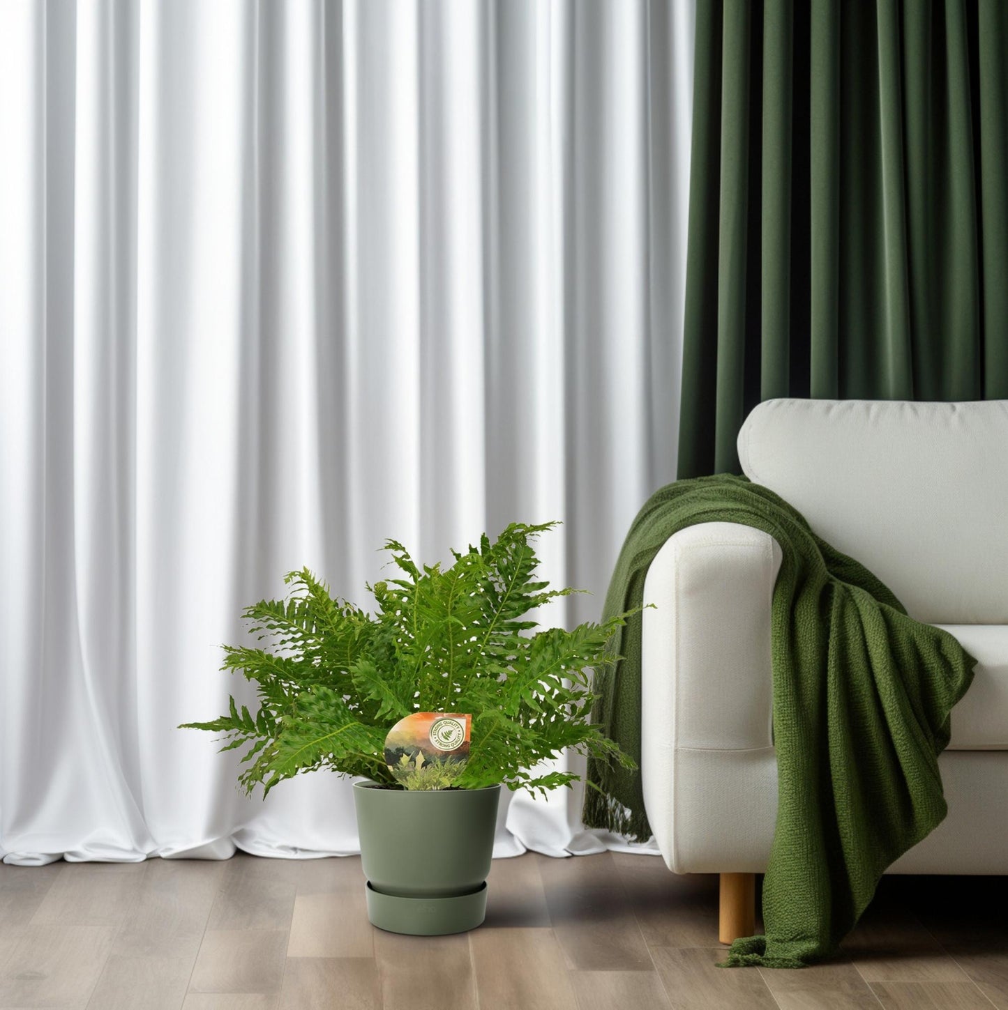 Zwerg-Baumfarn – Blechnum Silver Lady – Zimmerpflanze – Ø17 cm – ↕50 cm – Pflegeleicht – Silbergrüne Wedel – Luftreinigend