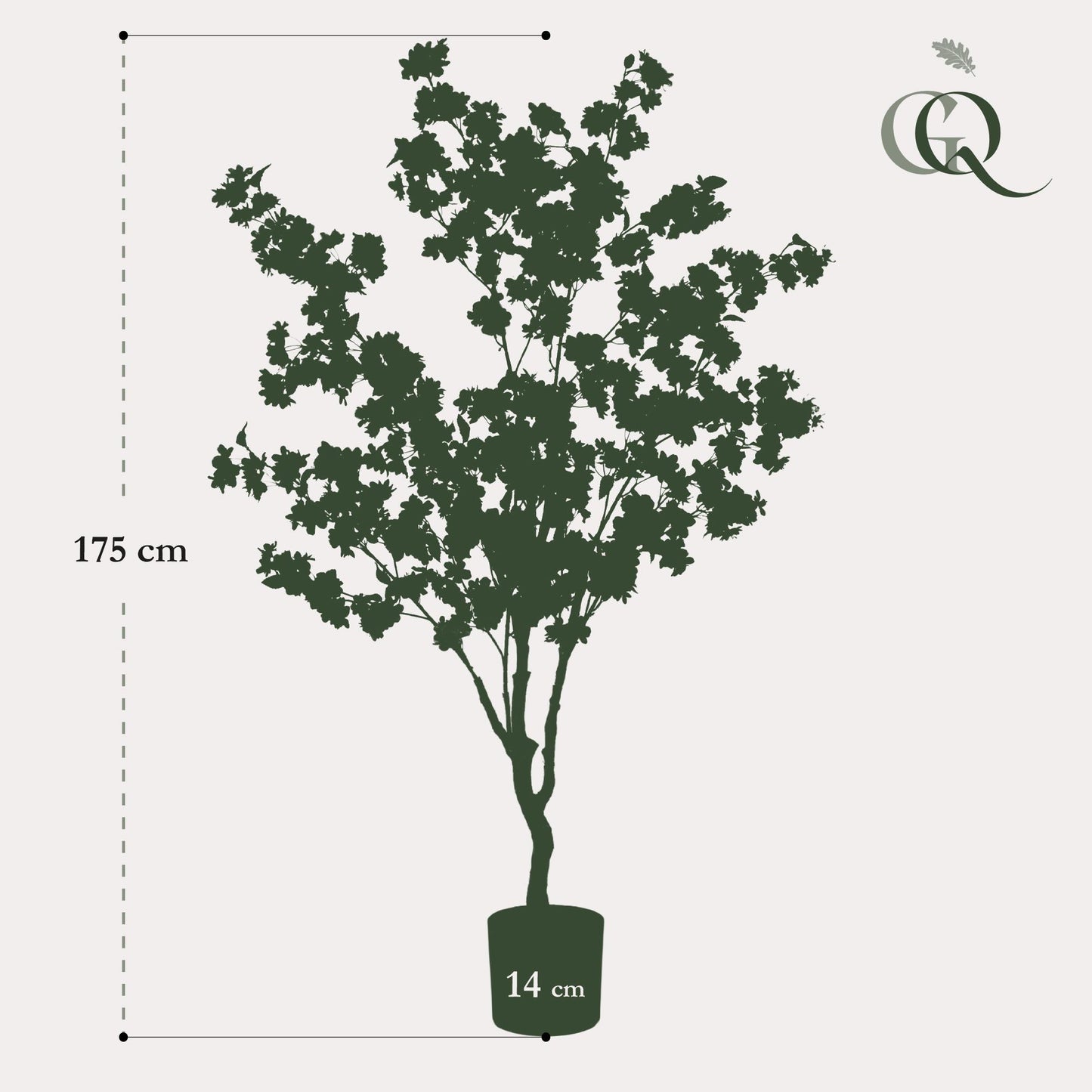 Kunstpflanze Prunus – Kirschblüte Rosa – 135 cm – Dekorative blühende Zimmerpflanze ohne Pflege