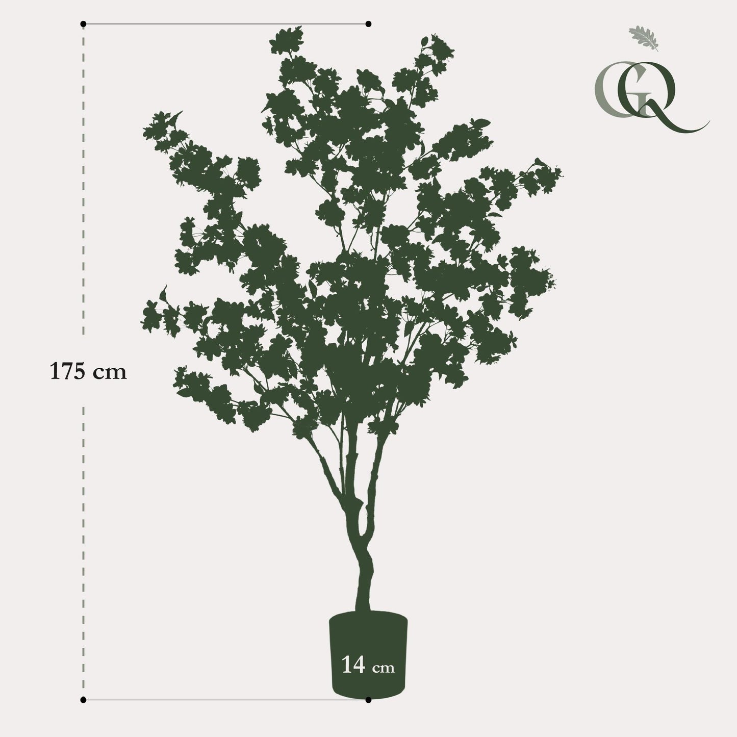 Kunstpflanze Prunus – Kirschblüte Rosa – 135 cm – Dekorative blühende Zimmerpflanze ohne Pflege