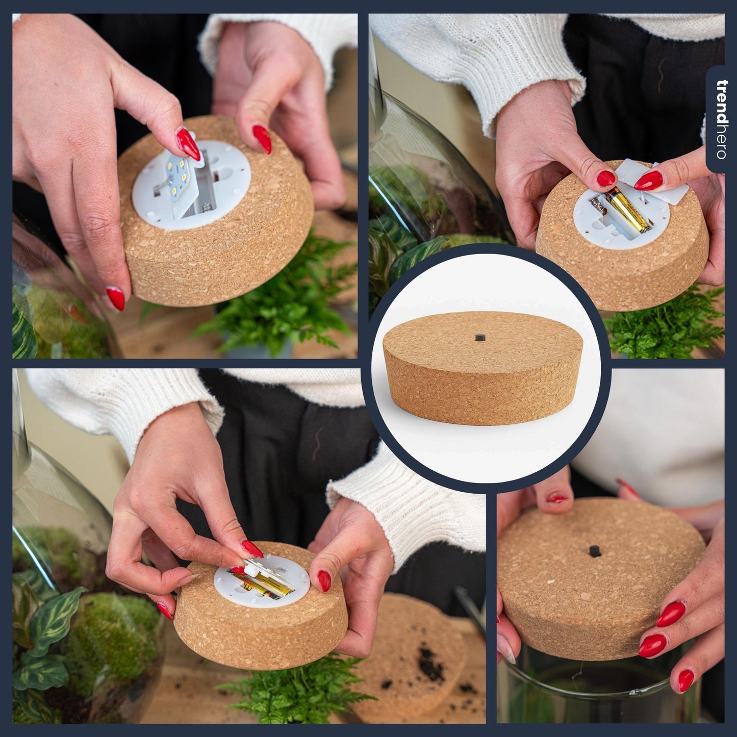 Led kurk L - Kurk met verlichting - LED lamp voor terrarium - 13,2 x 11,9 x 3,5 cm