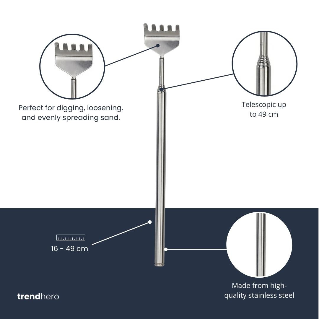 Flaschengarten-Harke – Teleskop 16–49 cm – Edelstahl – Präzisionswerkzeug für Terrarien, Mini-Gärten & Aquascaping