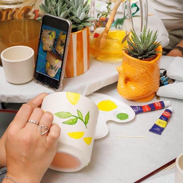 DIY Blumentopf-Bemalset mit Sukkulenten – Malset für 4 Personen – Inkl. 4 Deko-Töpfe, 4 Mini-Sukkulenten, 24 Farben & Pinsel – Kreatives Geschenk-Set