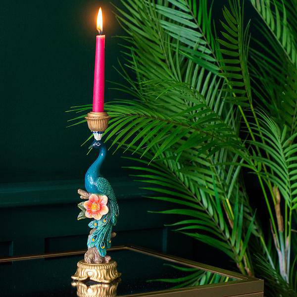 Kerzenständer Peacock Multi – Bunte Dekoration – 29 cm Höhe – Eleganter Kerzenhalter für Innen & Außen – Stilvolles Ambiente mit farbenfrohem Design