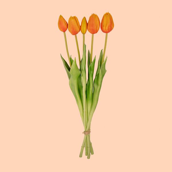 Orange Tulpenstrauß – 10 Stück – Künstliche Tulpen 42 cm – Real Touch – Frühlingsdeko & Tischdeko