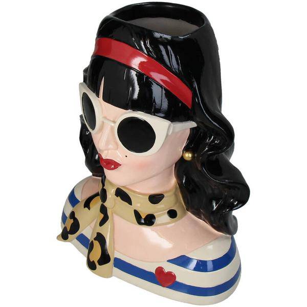 Vase Fashion Lady „Sophie“ – 29 cm – Design-Vase im Damenkopf-Stil – Modernes Wohnaccessoire aus Polyresin – Deko für Sideboard, Tisch oder Fensterbank