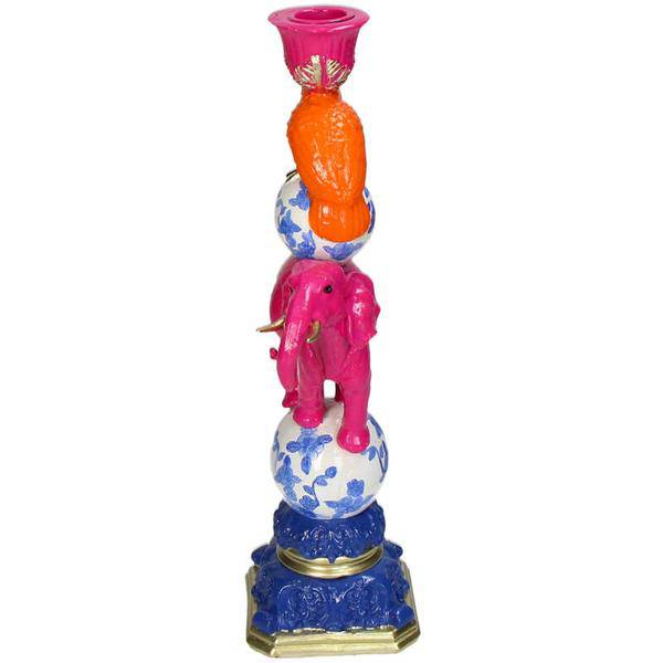 Kerzenständer Rosa Elefant – Kerzenhalter Polyresin – 30 cm – Verspieltes Deko-Highlight für Wohnzimmer und Tisch