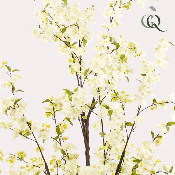 Künstliche Pflanze - Prunus - Kirschblüte Weiß - Zimmerpflanze - ↕175cm