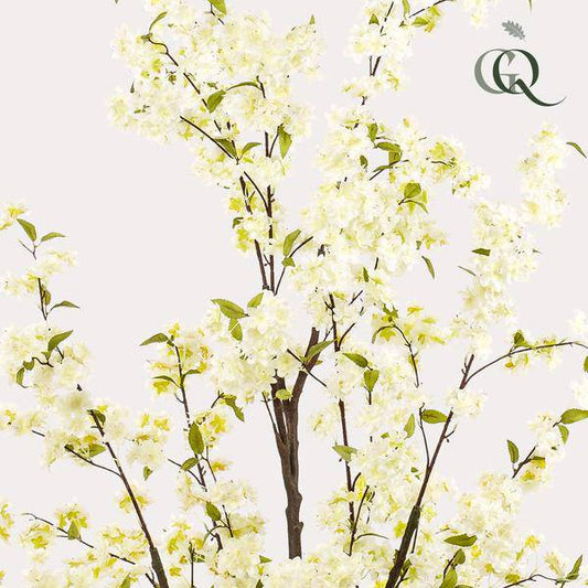 Künstliche Kirschblüte Prunus – Weiß – ↕175cm – Hochwertige Kunstpflanze für Innenräume – Täuschend echt – Dekoration für Wohnzimmer, Büro & Empfang