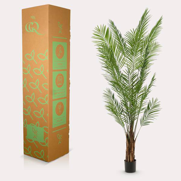 Areca Lutescens Goldpalme – Künstliche Zimmerpflanze – Tropische Palme 240 cm – pflegeleichte Dekoration für Wohnzimmer, Büro & Innenräume