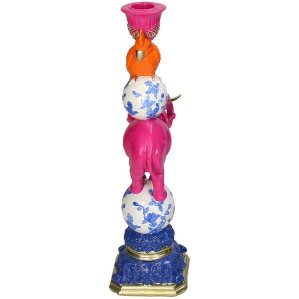 Kerzenständer Rosa Elefant – Kerzenhalter Polyresin – 30 cm – Verspieltes Deko-Highlight für Wohnzimmer und Tisch