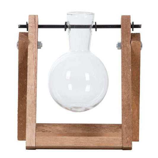 Stecklingsständer - 1 Glasvase - Hydrokulturvase für Stecklinge - Holz - Anbaustation