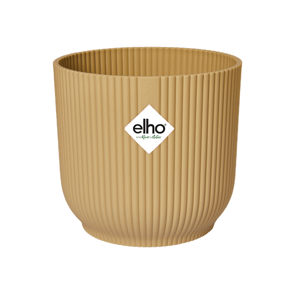 Pflanztopf Vibes Fold – Gelb – D14cm x H13cm – Moderner Blumentopf mit Rillenstruktur – Mit Wasserablauf – Dekorativer Kunststoff-Übertopf für Zimmerpflanzen – Für Wohnzimmer & Fensterbank