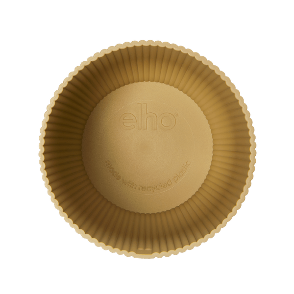 Pflanztopf Vibes Fold – Gelb – D14cm x H13cm – Moderner Blumentopf mit Rillenstruktur – Mit Wasserablauf – Dekorativer Kunststoff-Übertopf für Zimmerpflanzen – Für Wohnzimmer & Fensterbank