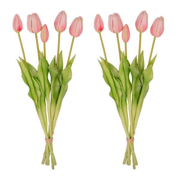 Tulpenstrauß Pink – 10 Kunsttulpen – 42 cm – Real Touch – Fröhliche & langlebige Wohnraumdekoration