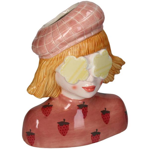Vase Girl Strawberry – Pink Tontopf – ↑24 cm – Verspielte Deko-Vase – Für Blumen & Wohnraum – Charmantes Design