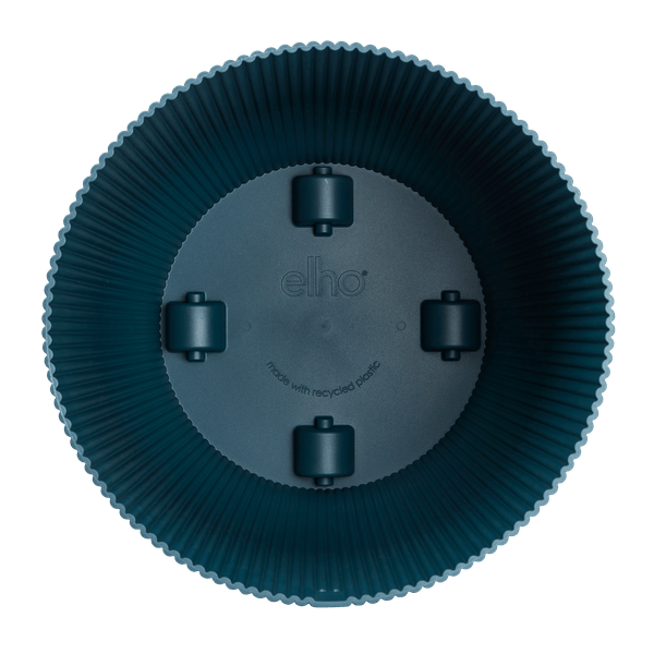 Pflanztopf Vibes Fold – Blau – D35cm x H33cm – Moderner Blumentopf mit Rillenstruktur – Mit Wasserablauf & Rollen – Dekorativer Übertopf für große Zimmerpflanzen – Mobil & stilvoll