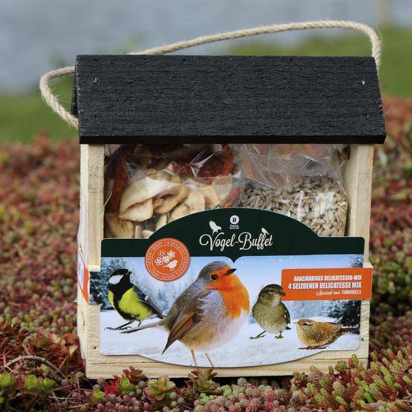Vogel-Buffet - Vogelparty-Futterautomat inklusive 2 Futtermischungen