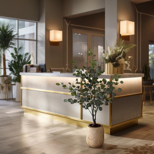 Kunstpflanze Eukalyptusbaum – Blue Gum Tree – ca. 140cm hoch – Täuschend echt & pflegefrei – Für Wohnzimmer, Büro & dunkle Räume – Immergrün & stilvoll