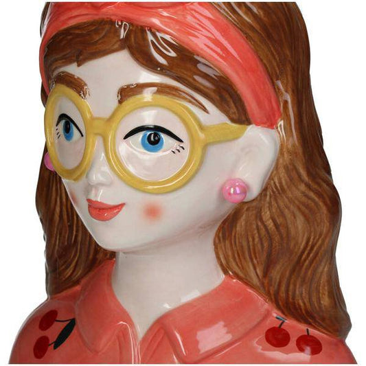 Design-Vase „Jessie“ – Fashion Lady mit Brille & Haarband – 27 cm – Modernes Wohnaccessoire aus Polyresin – Vase & Dekoobjekt in einem