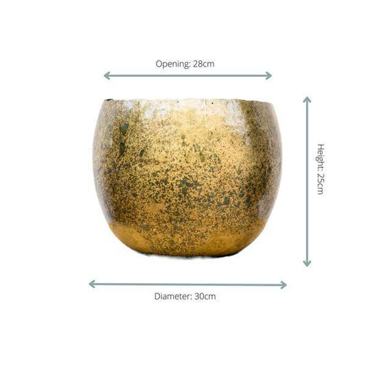 Pflanztopf Ellen Messing – Blumentopf 30x25cm – Moderner Metalltopf in Messing-Optik – Eleganter Pflanzkübel für Innenräume – Dekorativer Übertopf für stilvolle Pflanzenarrangements