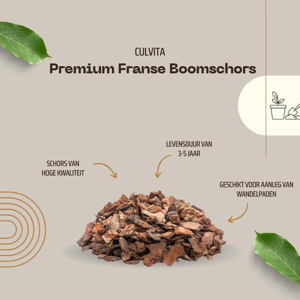 Premium Baumrinde Culvita – Französisch – 30-40 mm – 40 Liter – Hochwertige Dekorative Rinde als Bodendecker – Für Gehwege, Rabatten & Spielbereiche – Langlebig & Unkrauthemmend