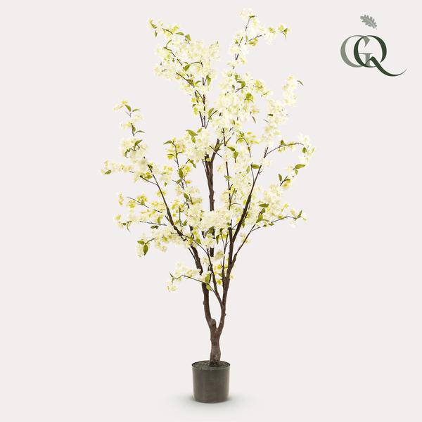 Künstliche Pflanze - Prunus - Kirschblüte Weiß - Zimmerpflanze - ↕175cm
