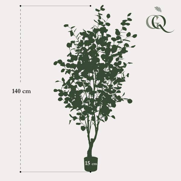 Kunstpflanze Eukalyptusbaum – Blue Gum Tree – ca. 140cm hoch – Täuschend echt & pflegefrei – Für Wohnzimmer, Büro & dunkle Räume – Immergrün & stilvoll