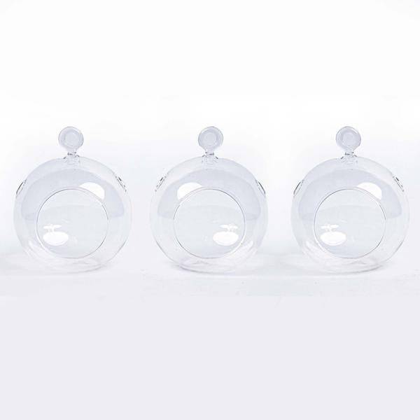 Weihnachtsbaumkugeln aus Glas – 3er-Set – Transparent – Mit Aufhänger – Ø10,5 cm – H8 cm – Edle Weihnachtsdekoration