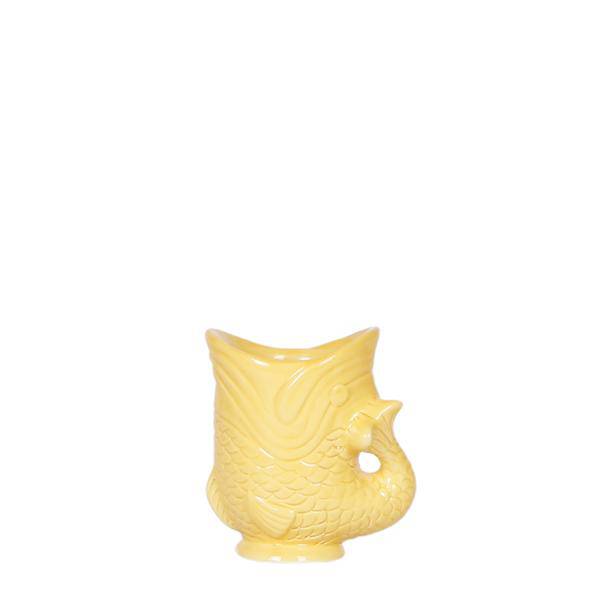 Fisch Dekotopf Gelb – Keramik Pflanztopf Ø6cm – Handgefertigtes Fisch-Design – Glänzende Glasur – Ideal für Sukkulenten & Kleine Pflanzen