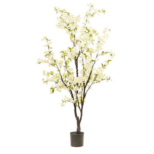 Künstliche Kirschblüte Prunus – Weiß – ↕175cm – Hochwertige Kunstpflanze für Innenräume – Täuschend echt – Dekoration für Wohnzimmer, Büro & Empfang