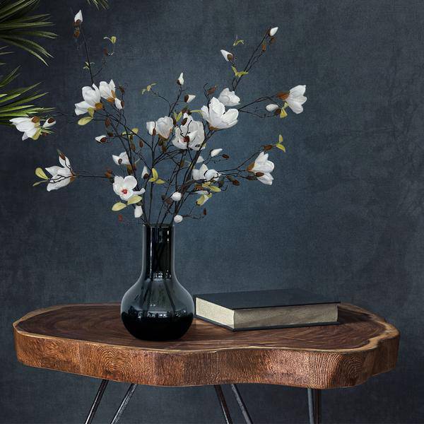Künstliche Blumen - Blumenstrauß - Solo - Creme - Magnolienzweige - 105cm - 4 Stück
