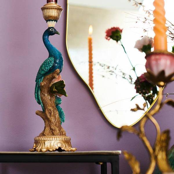 Kerzenständer Peacock Multi – Bunte Dekoration – 29 cm Höhe – Eleganter Kerzenhalter für Innen & Außen – Stilvolles Ambiente mit farbenfrohem Design