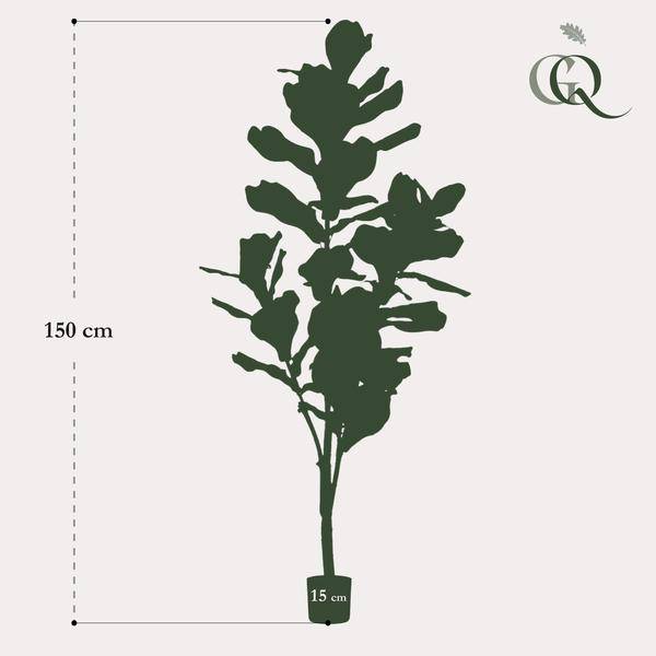Kunstpflanze Ficus Lyrata – Geigen-Feige – 150 cm – Pflegeleicht & realistisch – Perfekt für Wohnzimmer & Büro