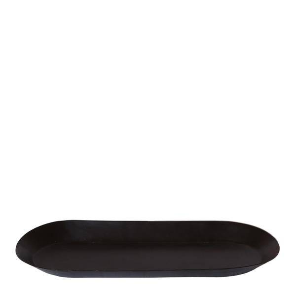Ovales Tablett Schwarz – Ø30cm x 13cm – Metall-Deko-Tablett für Pflanzensets, Orchideen & Wohnaccessoires – Stilvoller Pflanzenuntersetzer