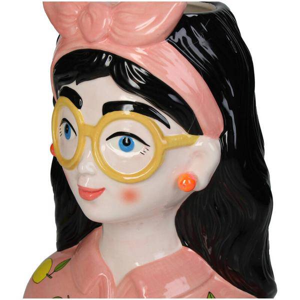 Design-Vase „Kylie“ – Künstlerische Damen-Vase aus Dolomit – 27 cm hoch – Farbiges Muster – Dekovase & Dekoobjekt – Skulpturales Wohnaccessoire