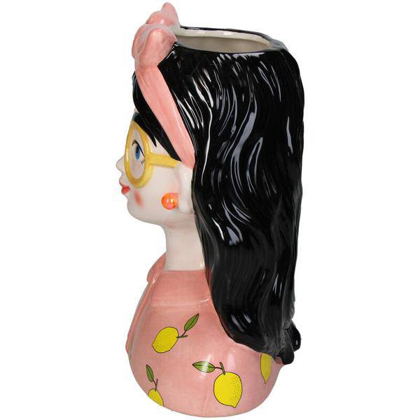 Design-Vase „Kylie“ – Künstlerische Damen-Vase aus Dolomit – 27 cm hoch – Farbiges Muster – Dekovase & Dekoobjekt – Skulpturales Wohnaccessoire