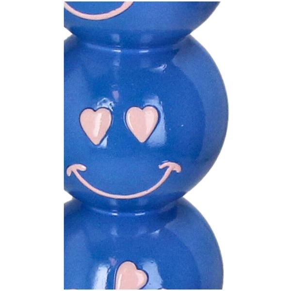 Kerzenständer Smiley – Blaue Kugeln – 9x9x36 cm – Dekorativer Kerzenhalter – Gute-Laune-Design