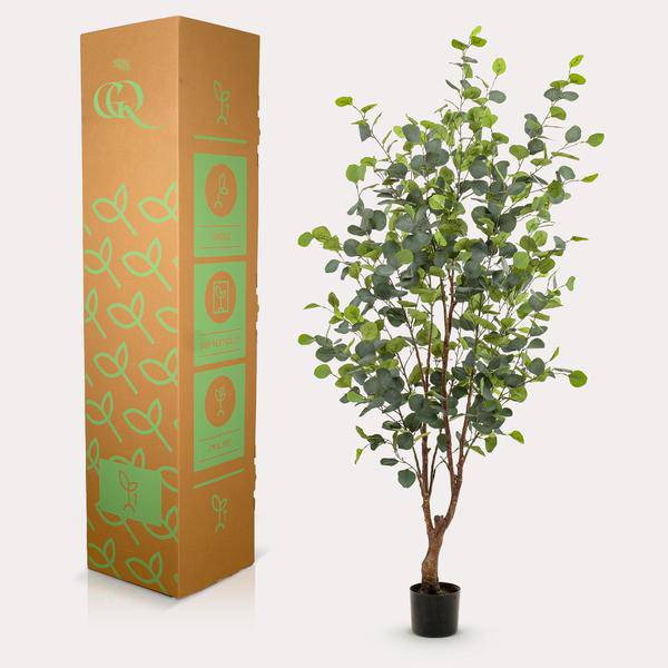 Kunstpflanze Eukalyptusbaum – Blue Gum Tree – ca. 140cm hoch – Täuschend echt & pflegefrei – Für Wohnzimmer, Büro & dunkle Räume – Immergrün & stilvoll