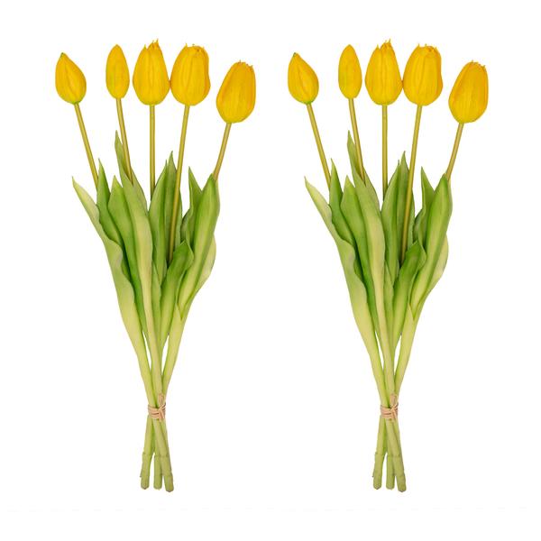 Tulpenstrauß Gelb – 10 Kunsttulpen – 42 cm – Real Touch – Fröhliche & langlebige Wohnraumdekoration