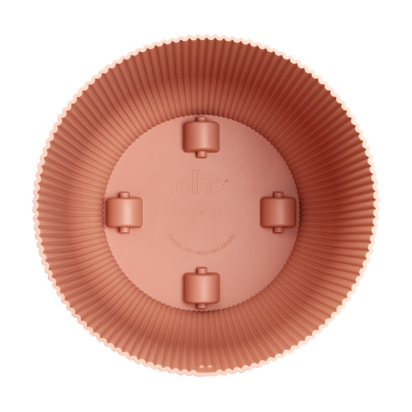 Pflanztopf Vibes Fold – Rosa – D35cm x H33cm – Moderner Blumentopf mit Rillenstruktur – Mit Wasserablauf & Rollen – Dekorativer Übertopf für große Zimmerpflanzen – Mobil & stilvoll