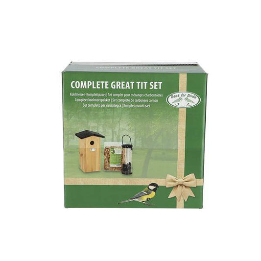 Vogelhaus Set – Nistkasten, Futterspender & Winterfutter – Für Kohlmeise, Sperling & Blaumeise – Komplett-Set im Geschenkpaket – Gartenzubehör