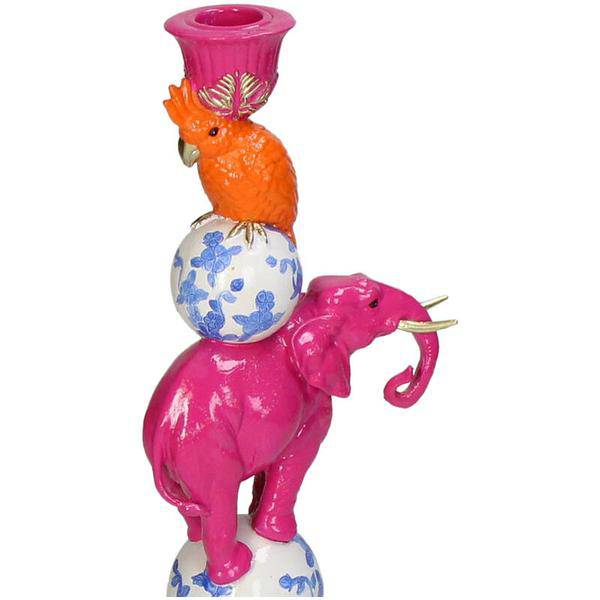 Kerzenständer Rosa Elefant – Kerzenhalter Polyresin – 30 cm – Verspieltes Deko-Highlight für Wohnzimmer und Tisch