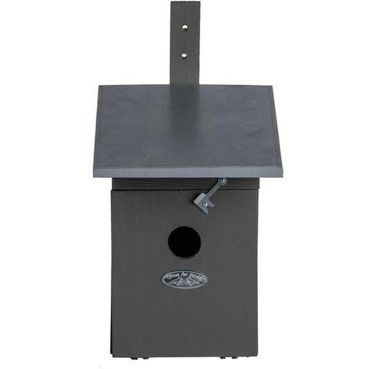 Vogelhaus für Kohlmeise – Nistkasten Grau – Holz & Zink – Ø32mm Flugloch – 33 cm hoch – Wetterfest – Für Meisen, Sperlinge & Kleiber – Vogel-Nisthilfe für Garten & Balkon