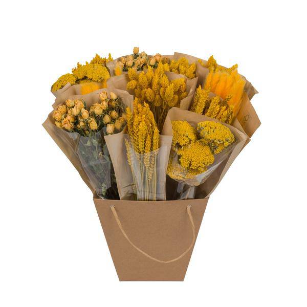 Getrocknete Blumen – Mono Mix Gelb – Handgebundener Strauß – ca. 50cm hoch – natürliche Dekoration für Vasen und Wohnräume
