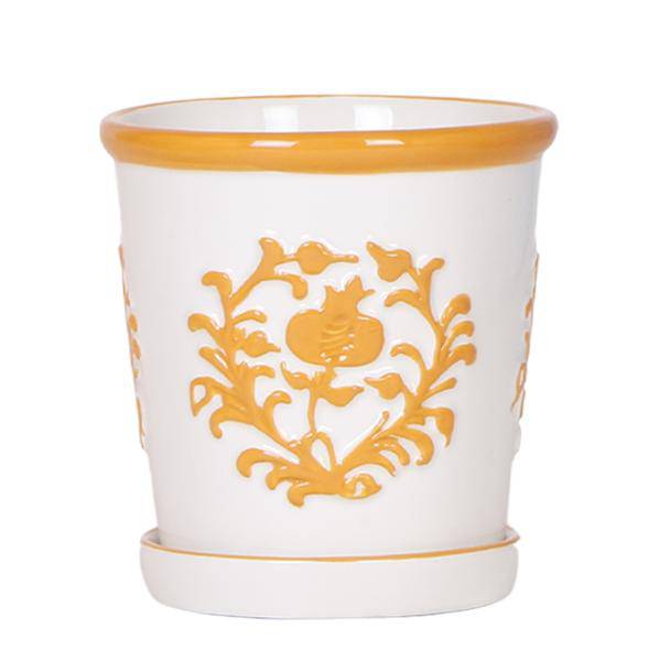 Malaga Blumentopf Orange Ø9cm – Dekorativer Keramiktopf in sommerlichem Design – Pflanzentopf für Zimmerpflanzen & Kräuter – Stilvolle Blumendeko für Wohnzimmer, Küche & Büro