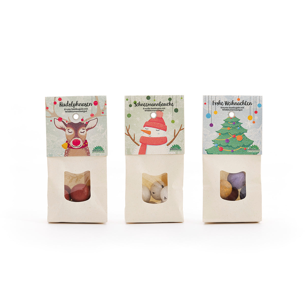 Weihnachtliche Saatkugeln im 3er-Set