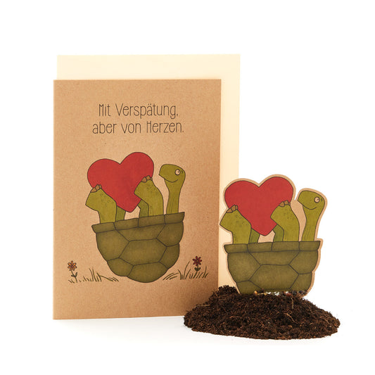 Grußkarte "Mit Verspätung" 