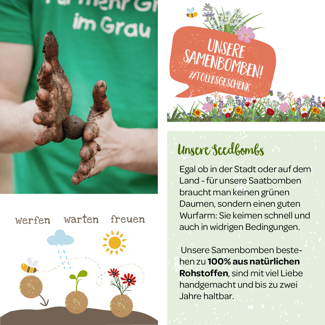 Samenbomben "Blühendes Kornfeld" im Jutebeutel 