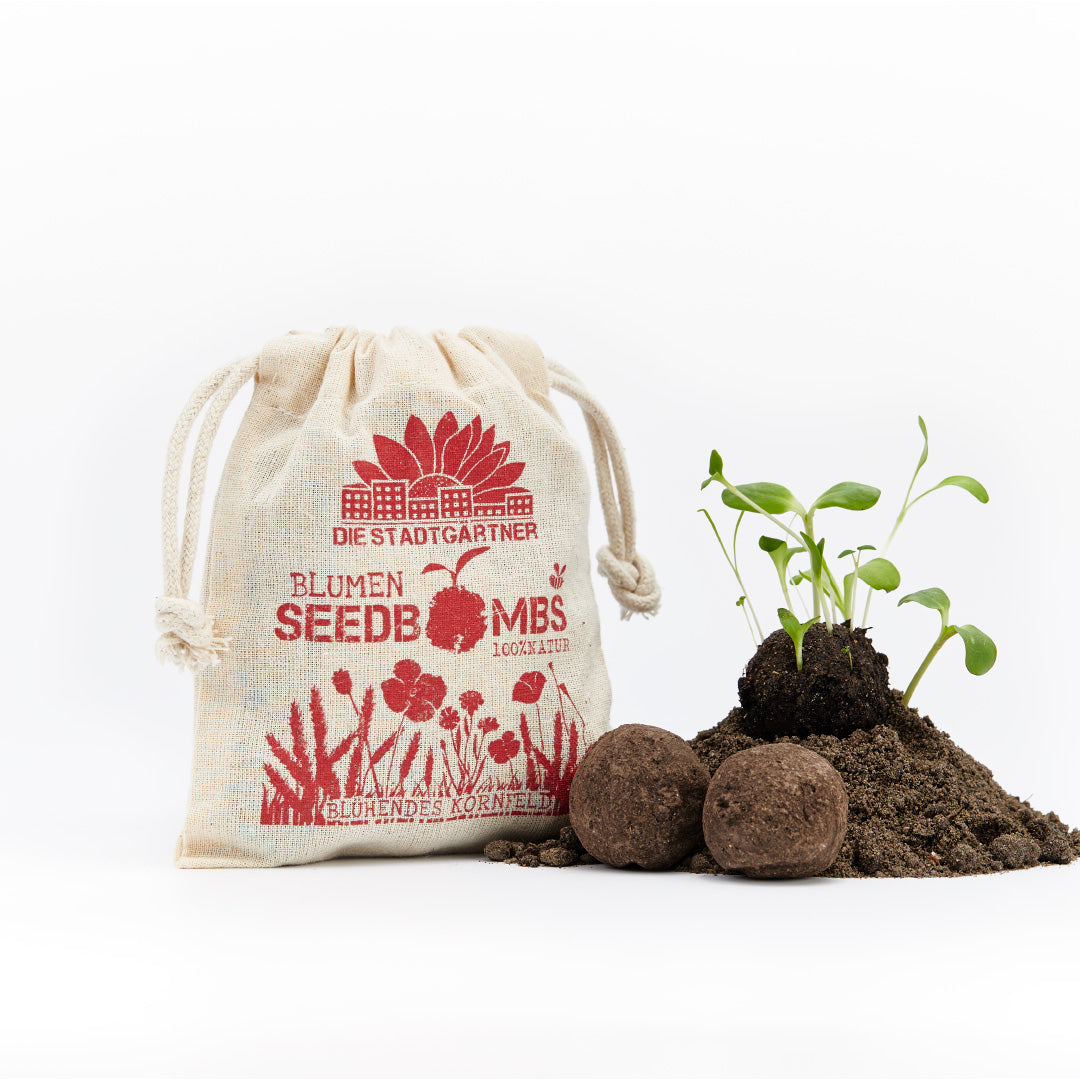 Samenbomben "Blühendes Kornfeld" im Jutebeutel 